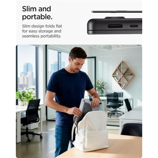 Suport Laptop Spigen Slimfold LD201-S3, Design Pliabil Ultra-Slim, Negru (Ingredi, AMP10403) by www.silkase.ro