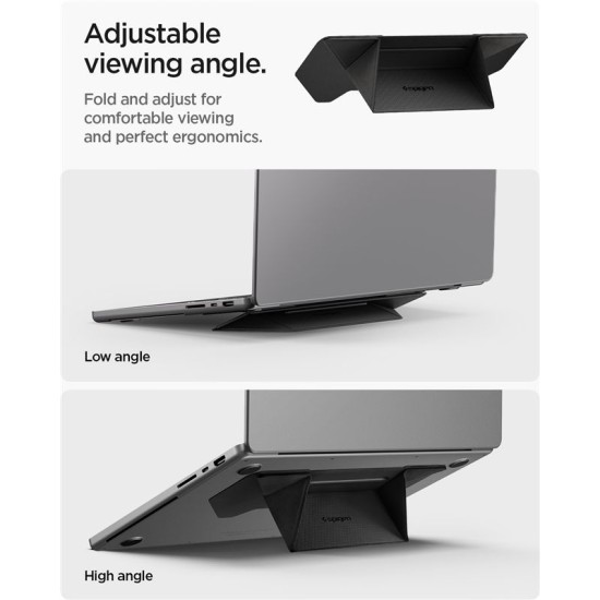 Suport Laptop Spigen Slimfold LD201-S3, Design Pliabil Ultra-Slim, Negru (Ingredi, AMP10403) by www.silkase.ro