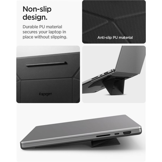 Suport Laptop Spigen Slimfold LD201-S3, Design Pliabil Ultra-Slim, Negru (Ingredi, AMP10403) by www.silkase.ro