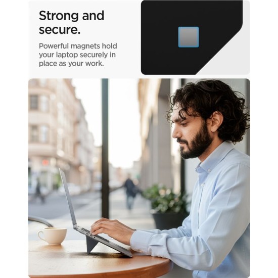 Suport Laptop Spigen Slimfold LD201-S3, Design Pliabil Ultra-Slim, Negru (Ingredi, AMP10403) by www.silkase.ro