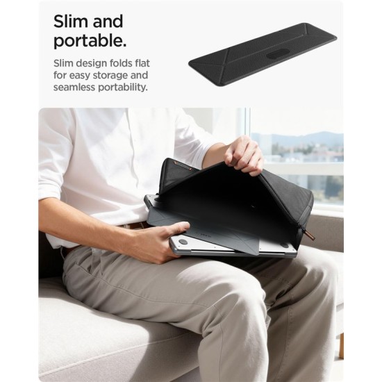 Suport Laptop Spigen Slimfold LD201-S4, Design Pliabil și Portabil, Negru (Ingredi, AMP10404) by www.silkase.ro