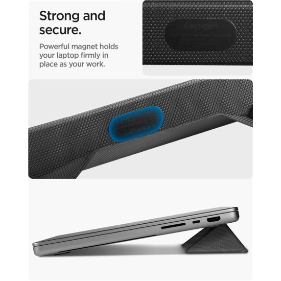 Suport Laptop Spigen Slimfold LD201-S4, Design Pliabil și Portabil, Negru (Ingredi, AMP10404) by www.silkase.ro