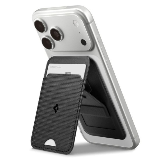 Portofel MagSafe Spigen Slim Fold Stand, Suport 1 Card, Negru Portofel MagSafe Spigen Slim Fold Stand, Suport 1 Card, Negru (iPhone 12, AFA10405) by www.silkase.ro
