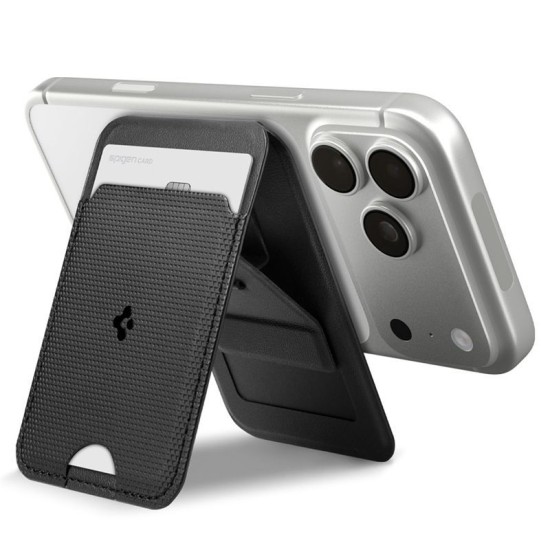 Portofel MagSafe Spigen Slim Fold Stand, Suport 1 Card, Negru Portofel MagSafe Spigen Slim Fold Stand, Suport 1 Card, Negru (iPhone 12, AFA10405) by www.silkase.ro