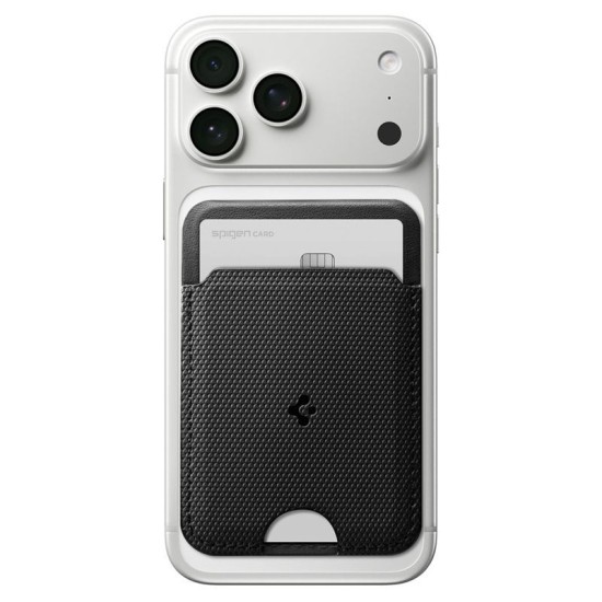 Portofel MagSafe Spigen Slim Fold Stand, Suport 1 Card, Negru Portofel MagSafe Spigen Slim Fold Stand, Suport 1 Card, Negru (iPhone 12, AFA10405) by www.silkase.ro