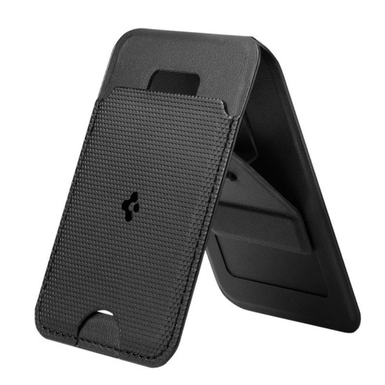 Portofel MagSafe Spigen Slim Fold Stand, Suport 1 Card, Negru Portofel MagSafe Spigen Slim Fold Stand, Suport 1 Card, Negru (iPhone 12, AFA10405) by www.silkase.ro