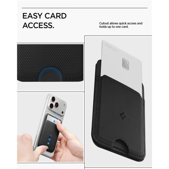 Portofel MagSafe Spigen Slim Fold Stand, Suport 1 Card, Negru Portofel MagSafe Spigen Slim Fold Stand, Suport 1 Card, Negru (iPhone 12, AFA10405) by www.silkase.ro