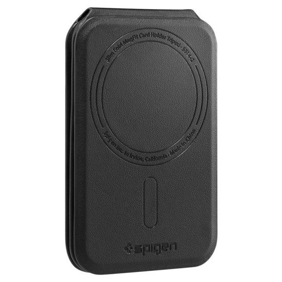 Portofel MagSafe Spigen Slim Fold Tripod, Capacitate 3 Carduri, Black Portofel MagSafe Spigen Slim Fold Tripod, Capacitate 3 Carduri, Black (iPhone 12, AFA10406) by www.silkase.ro