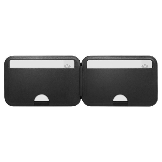 Portofel MagSafe Spigen Slim Fold Tripod, Capacitate 3 Carduri, Black Portofel MagSafe Spigen Slim Fold Tripod, Capacitate 3 Carduri, Black (iPhone 12, AFA10406) by www.silkase.ro