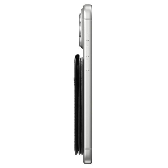 Portofel MagSafe Spigen Slim Fold Tripod, Capacitate 3 Carduri, Black Portofel MagSafe Spigen Slim Fold Tripod, Capacitate 3 Carduri, Black (iPhone 12, AFA10406) by www.silkase.ro