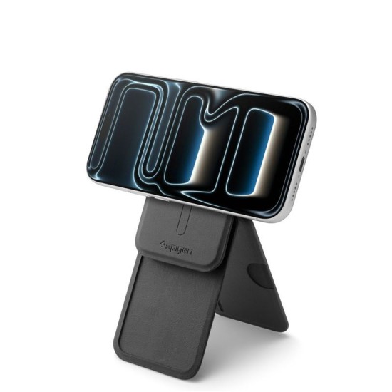 Portofel MagSafe Spigen Slim Fold Tripod, Capacitate 3 Carduri, Black Portofel MagSafe Spigen Slim Fold Tripod, Capacitate 3 Carduri, Black (iPhone 12, AFA10406) by www.silkase.ro