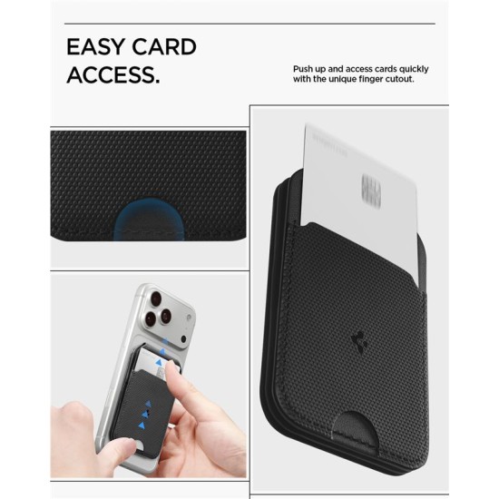 Portofel MagSafe Spigen Slim Fold Tripod, Capacitate 3 Carduri, Black Portofel MagSafe Spigen Slim Fold Tripod, Capacitate 3 Carduri, Black (iPhone 12, AFA10406) by www.silkase.ro