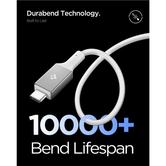 Cablu Spigen Essential USB-C la USB-C, 100W, Material Textil, Alb EB10015CC Cablu Spigen Essential USB-C la USB-C, 100W, Material Textil, Alb EB10015CC (Cabluri Telefon, ACA10420) by www.silkase.ro