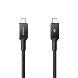 Cablu Spigen Essential USB-C la USB-C, 100W, Invelis Textil Durabil, Negru EB10015CC