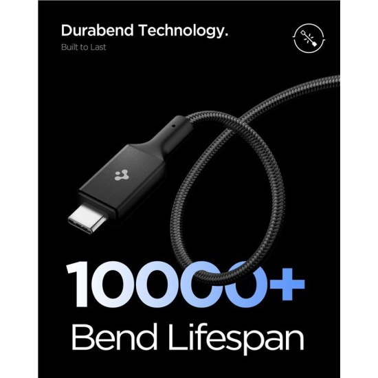 Cablu Spigen Essential USB-C la USB-C, 100W, Invelis Textil Durabil, Negru EB10015CC (Ingredi, ACA10421) by www.silkase.ro