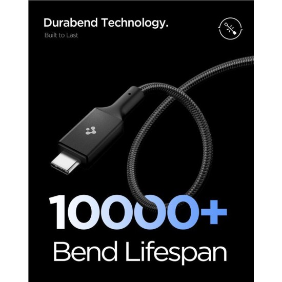 Cablu Spigen Essential USB-C la USB-C 240W Fabric, Negru EB24015CC Cablu Spigen Essential USB-C la USB-C 240W Fabric, Negru EB24015CC (Ingredi, ACA10423) by www.silkase.ro