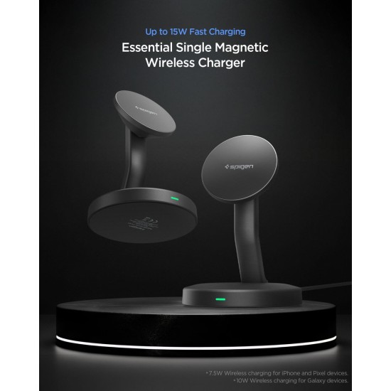 Încărcător Wireless Spigen Essential MagSafe 15W EF151MS, Negru (Suporturi Auto și Birou, ACH10441) by www.silkase.ro