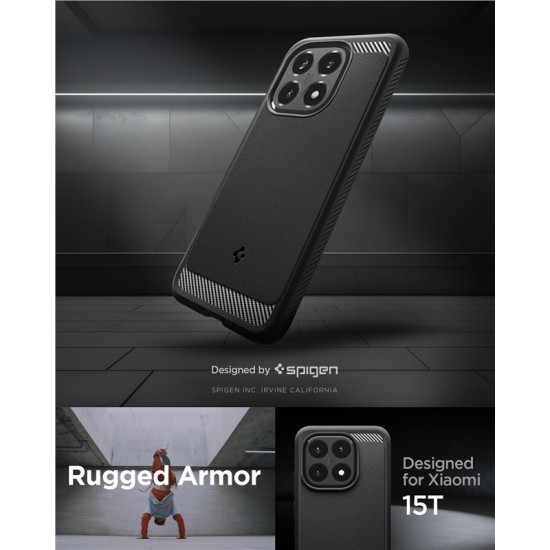 Husă Protecție Spigen Rugged Armor pentru Xiaomi 15T, Matte Black (15T, ACS10459) by www.silkase.ro