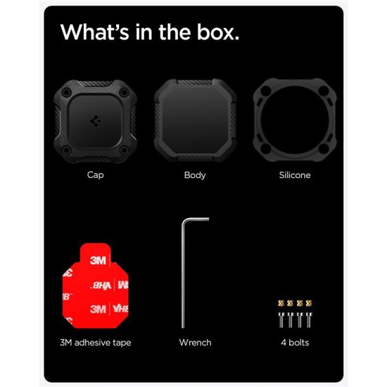 Set 4 huse de protectie Spigen Tough Armor IP pentru AirTag, negre (Ingredi, ACS10464) by www.silkase.ro