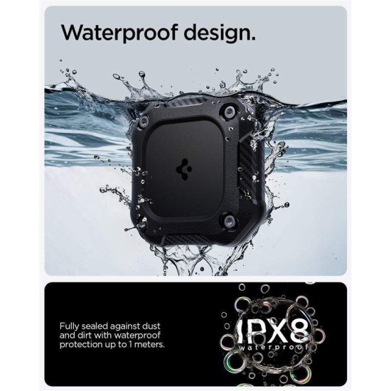Set 4 huse de protectie Spigen Tough Armor IP pentru AirTag, negre (Ingredi, ACS10464) by www.silkase.ro