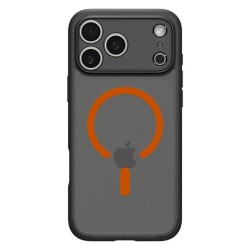 Husa hibrida Spigen Ultra Hybrid MagSafe pentru iPhone 17 Pro Max, negru matuit-portocaliu