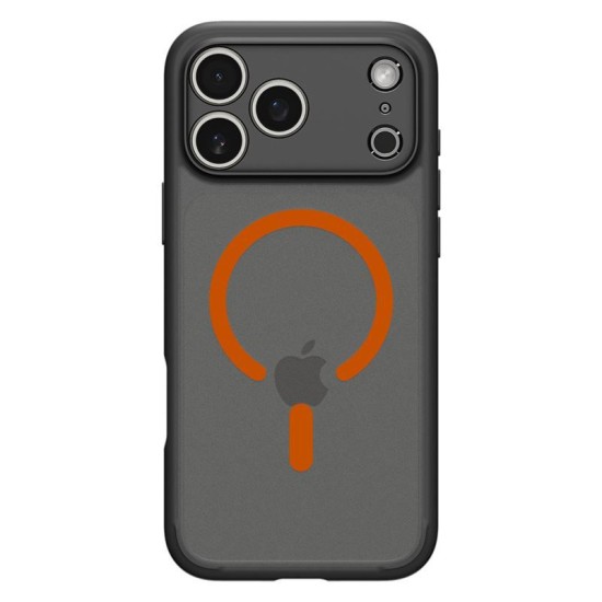 Husa hibrida Spigen Ultra Hybrid MagSafe pentru iPhone 17 Pro, negru matuit-portocaliu (iPhone 17 Pro, ACS10483) by www.silkase.ro