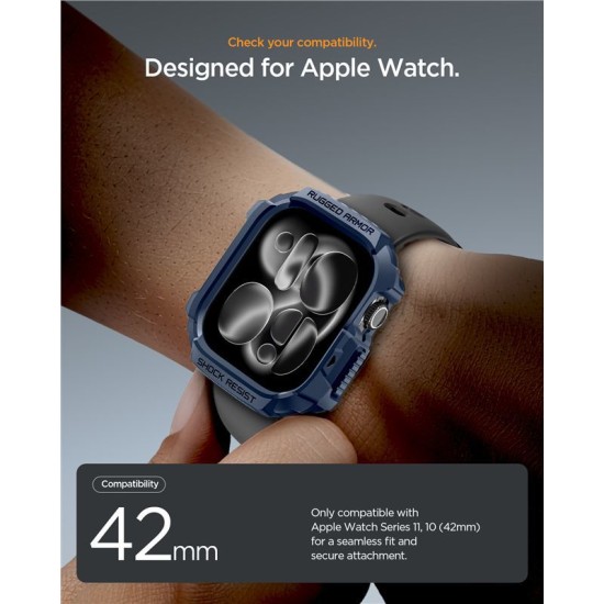 SPIGEN Carcasă Protecție Rugged Armor 2 Apple Watch 42/41/40/38mm (Seria 11/SE), Bleumarin (Audi, ACS10492) by www.silkase.ro