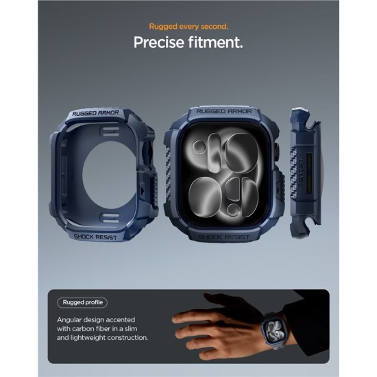 SPIGEN Carcasă Protecție Rugged Armor 2 Apple Watch 42/41/40/38mm (Seria 11/SE), Bleumarin (Audi, ACS10492) by www.silkase.ro