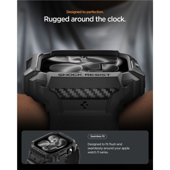Husa cu curea Spigen Rugged Armor Pro 2 pentru Apple Watch 11 42mm, negru mat (Spigen, Ingredi) by www.silkase.ro SPIGEN Husă cu Curea Rugged Armor Pro 2 Apple Watch 42/41/40/38mm (Seria 11/SE), Negru Mat (Audi, ACS10494) by www.silkase.ro