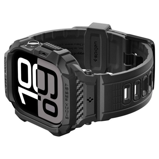 Husa cu curea Spigen Rugged Armor Pro 2 pentru Apple Watch 11 42mm, negru mat (Spigen, Ingredi) by www.silkase.ro SPIGEN Husă cu Curea Rugged Armor Pro 2 Apple Watch 42/41/40/38mm (Seria 11/SE), Negru Mat (Audi, ACS10494) by www.silkase.ro