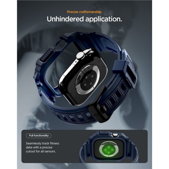 SPIGEN Husă cu Curea Rugged Armor Pro 2 Apple Watch 42/41/40/38mm (Seria 11/SE), Bleumarin (Audi, ACS10495) by www.silkase.ro
