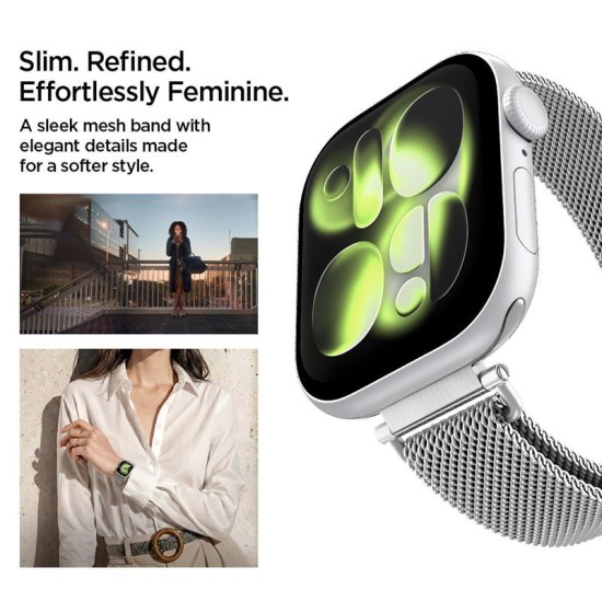 Curea Metalică Spigen pentru Apple Watch 42mm / 41mm / 40mm, Silver Curea Metalică Spigen pentru Apple Watch 42mm / 41mm / 40mm, Silver (Curele Ceas, AMP10498) by www.silkase.ro