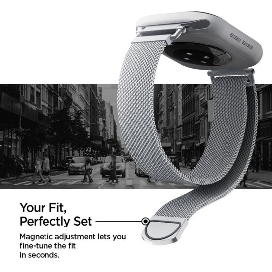 Curea Metalică Spigen pentru Apple Watch 42mm / 41mm / 40mm, Silver Curea Metalică Spigen pentru Apple Watch 42mm / 41mm / 40mm, Silver (Curele Ceas, AMP10498) by www.silkase.ro