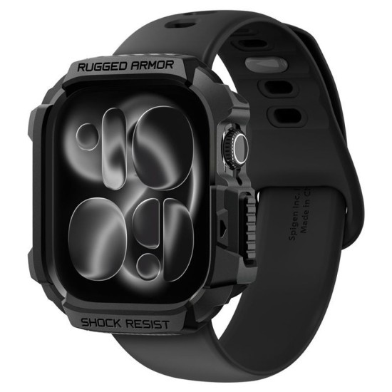SPIGEN Carcasă Protecție Rugged Armor 2 Apple Watch 49/46/45/44mm (Ultra 3-1/Seria 11), Negru Mat (Audi, ACS10499) by www.silkase.ro