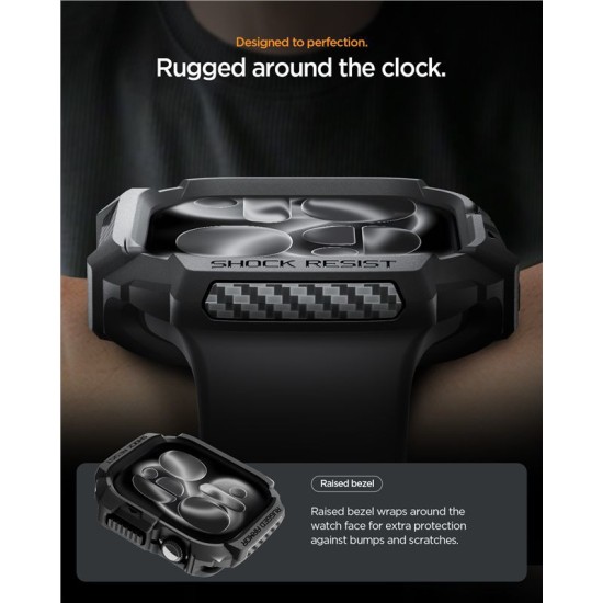 SPIGEN Carcasă Protecție Rugged Armor 2 Apple Watch 49/46/45/44mm (Ultra 3-1/Seria 11), Negru Mat (Audi, ACS10499) by www.silkase.ro
