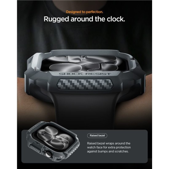 SPIGEN Carcasă Protecție Rugged Armor 2 Apple Watch 49/46/45/44mm (Ultra 3-1/Seria 11), Gri Închis (Audi, ACS10500) by www.silkase.ro