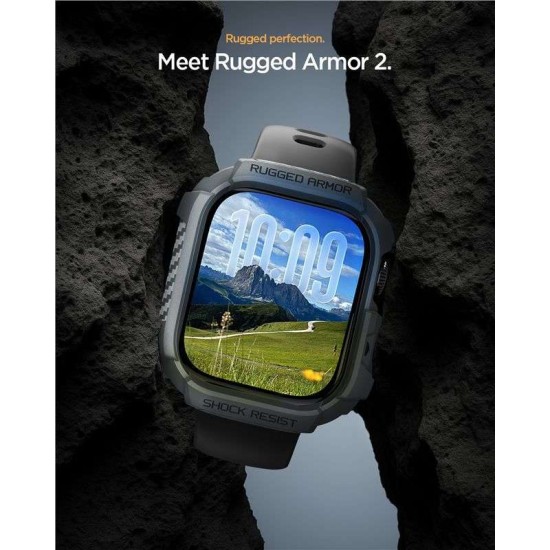 SPIGEN Carcasă Protecție Rugged Armor 2 Apple Watch 49/46/45/44mm (Ultra 3-1/Seria 11), Gri Închis (Audi, ACS10500) by www.silkase.ro