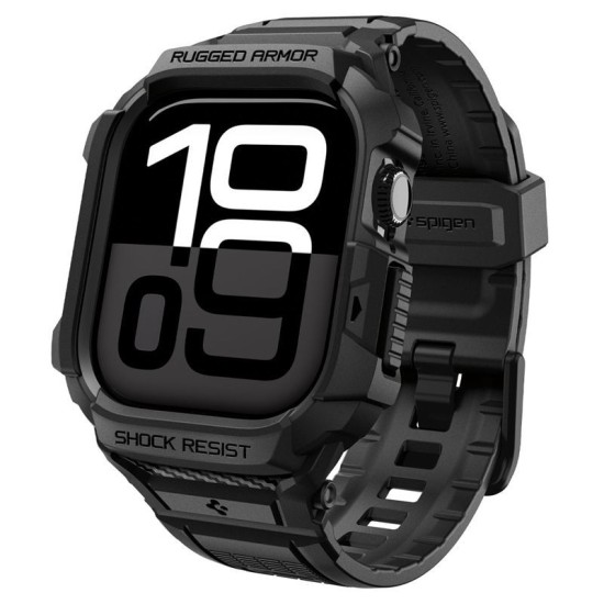 SPIGEN Husă cu Curea Rugged Armor Pro 2 Apple Watch 49/46/45/44mm (Ultra 3-1/Seria 11), Negru Mat (Audi, ACS10503) by www.silkase.ro