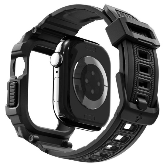 SPIGEN Husă cu Curea Rugged Armor Pro 2 Apple Watch 49/46/45/44mm (Ultra 3-1/Seria 11), Negru Mat (Audi, ACS10503) by www.silkase.ro