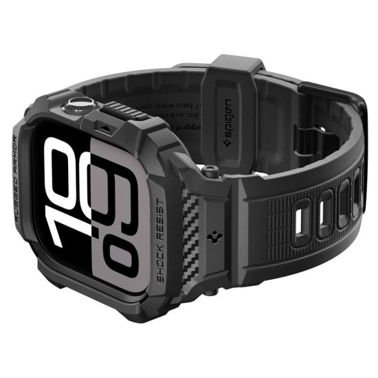 SPIGEN Husă cu Curea Rugged Armor Pro 2 Apple Watch 49/46/45/44mm (Ultra 3-1/Seria 11), Negru Mat (Audi, ACS10503) by www.silkase.ro