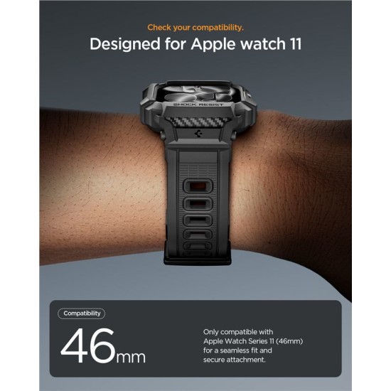 SPIGEN Husă cu Curea Rugged Armor Pro 2 Apple Watch 49/46/45/44mm (Ultra 3-1/Seria 11), Negru Mat (Audi, ACS10503) by www.silkase.ro