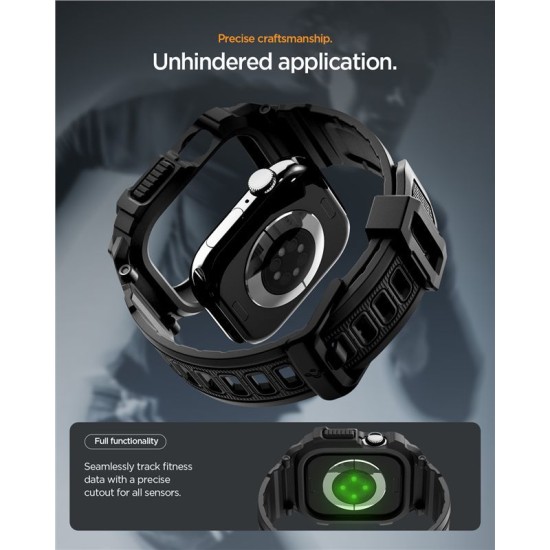 SPIGEN Husă cu Curea Rugged Armor Pro 2 Apple Watch 49/46/45/44mm (Ultra 3-1/Seria 11), Negru Mat (Audi, ACS10503) by www.silkase.ro