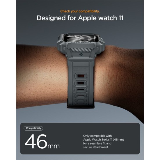 Husa cu curea Spigen Rugged Armor Pro 2 pentru Apple Watch 11 46mm, gri inchis (Spigen, Ingredi) by www.silkase.ro SPIGEN Husă cu Curea Rugged Armor Pro 2 Apple Watch 49/46/45/44mm (Ultra 3-1/Seria 11), Gri Închis (Audi, ACS10504) by www.silkase.ro