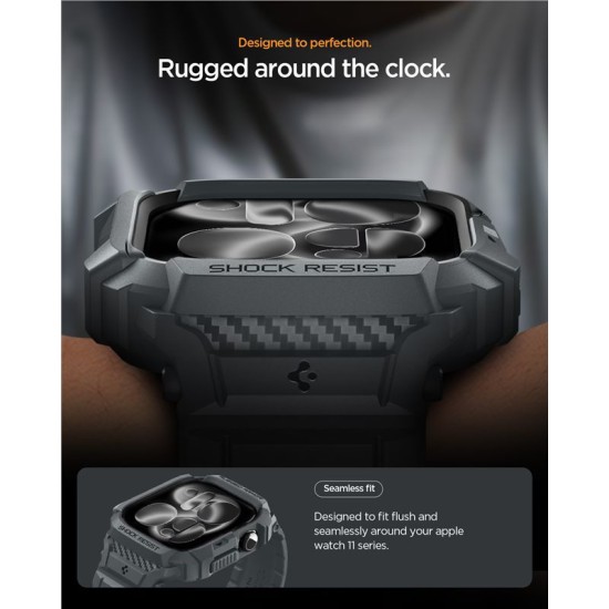 Husa cu curea Spigen Rugged Armor Pro 2 pentru Apple Watch 11 46mm, gri inchis (Spigen, Ingredi) by www.silkase.ro SPIGEN Husă cu Curea Rugged Armor Pro 2 Apple Watch 49/46/45/44mm (Ultra 3-1/Seria 11), Gri Închis (Audi, ACS10504) by www.silkase.ro