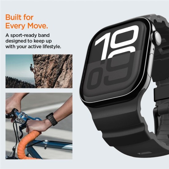 Curea Spigen Silicone Band pentru Apple Watch 49mm/46mm/45mm/44mm, Black (Curele Ceas, AMP10508) by www.silkase.ro