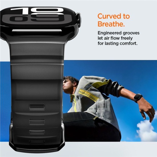 Curea Spigen Silicone Band pentru Apple Watch 49mm/46mm/45mm/44mm, Black (Curele Ceas, AMP10508) by www.silkase.ro