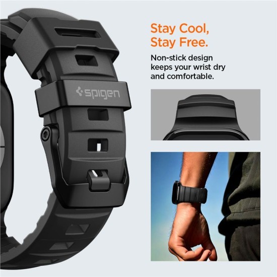 Curea Spigen Silicone Band pentru Apple Watch 49mm/46mm/45mm/44mm, Black (Curele Ceas, AMP10508) by www.silkase.ro