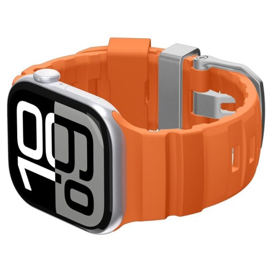 Curea Spigen Silicone Band pentru Apple Watch 49mm / 46mm / 45mm / 44mm, Portocaliu (Ingredi, AMP10509) by www.silkase.ro