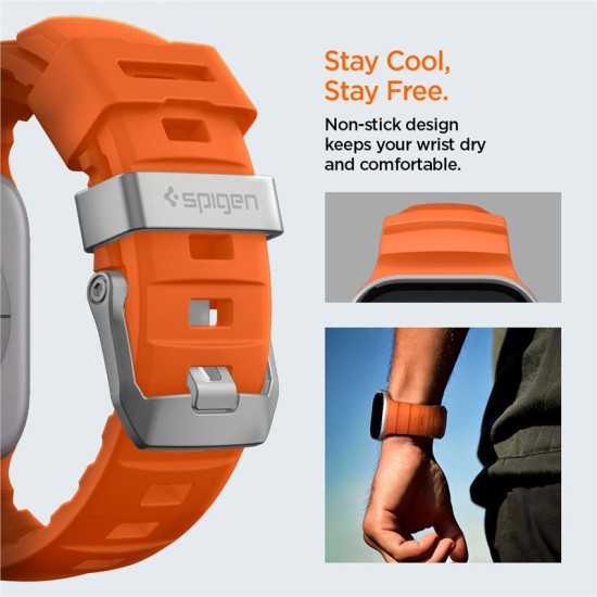 Curea Spigen Silicone Band pentru Apple Watch 49mm / 46mm / 45mm / 44mm, Portocaliu (Ingredi, AMP10509) by www.silkase.ro
