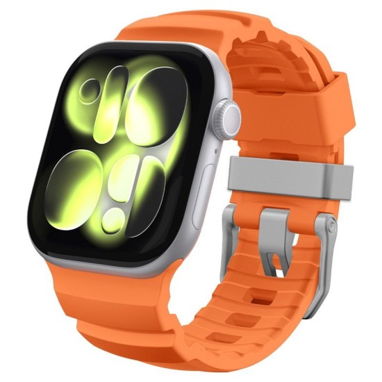 Curea Spigen Silicone Band pentru Apple Watch 49mm / 46mm / 45mm / 44mm, Portocaliu (Ingredi, AMP10509) by www.silkase.ro